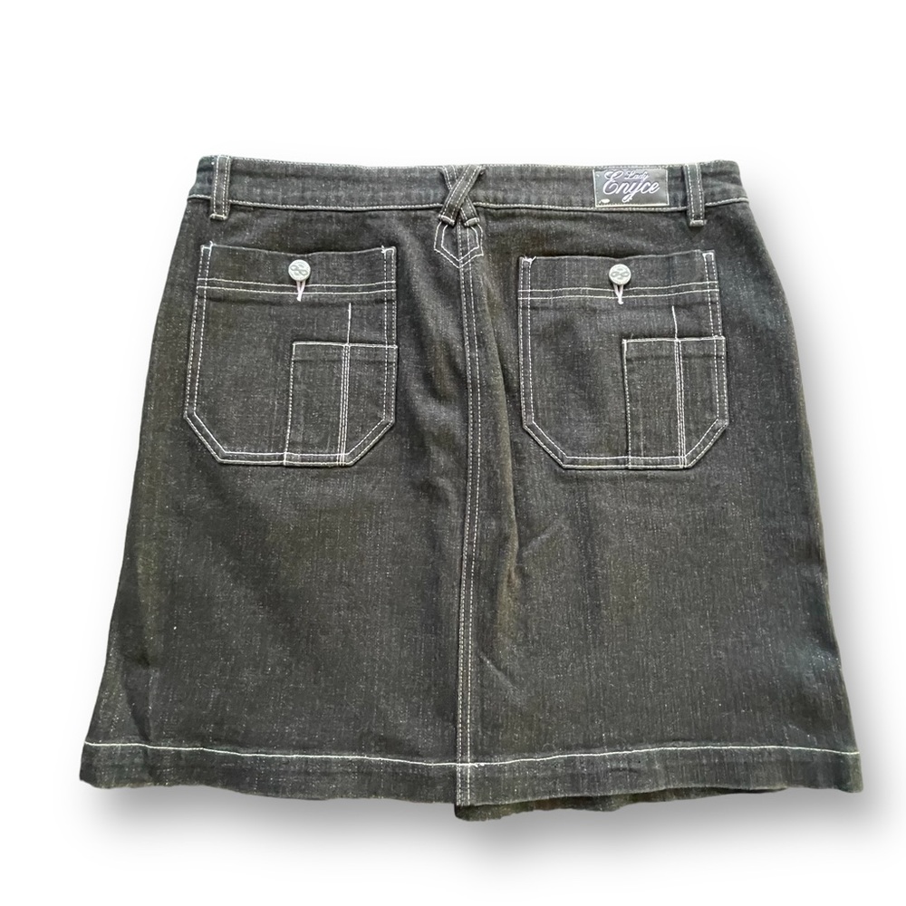 Vintage Y2K Lady Enyce Black/Lavender Contrast Stitch Denim Cargo Skirt Size 31 - Picture 2 of 8